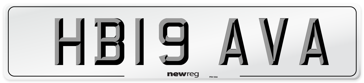 HB19 AVA Number Plate from New Reg
